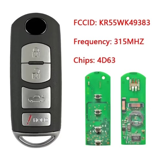 Mazda 6 2009-2013 / 4-Button Smart Key / KR55WK49383 / (AFTERMARKET)